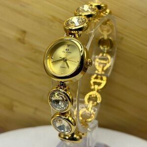 Bee Sister  Women’s Gold Tone Quartz Bracelet Watch With Clear Crystal Accents